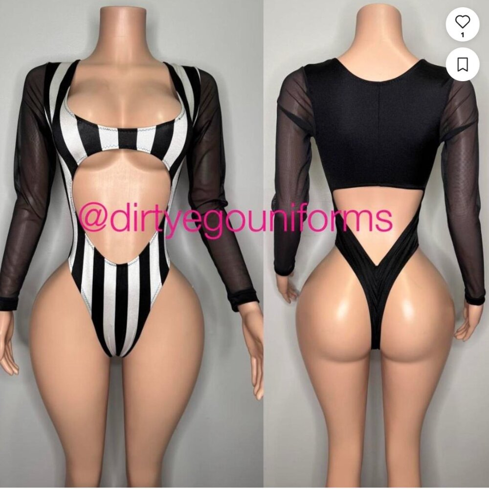 Striped Referee Bodysuit 🖤🤍